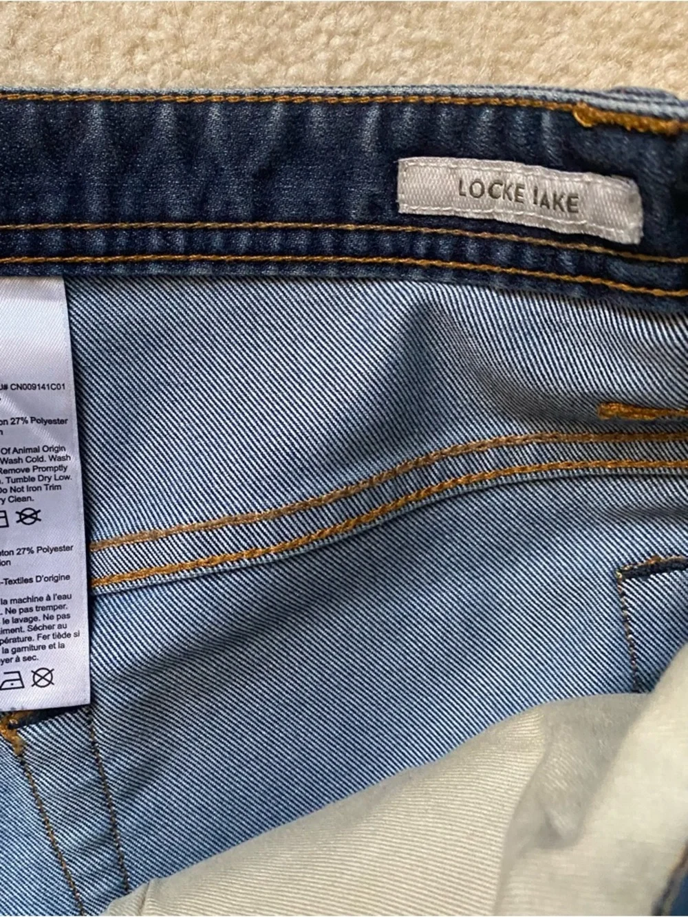 Timberland Locke Lake Cordura Concept Denim Blue Jeans Workwear Straight Leg 34